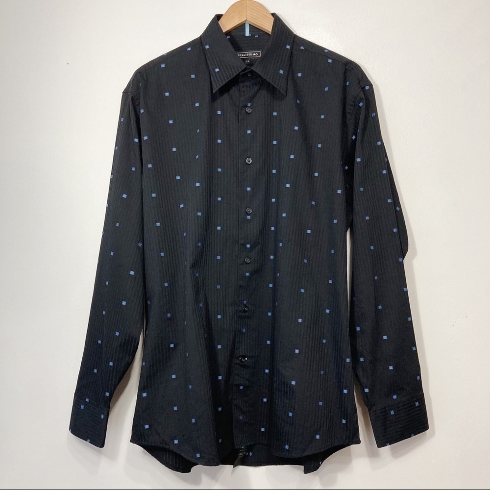 Bellissimo Black Pinstripe Dress Shirt Size L